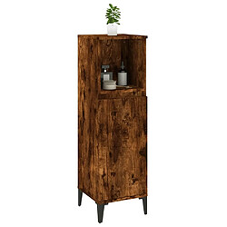 Maison Chic Armoire de bain,Meuble de rangement de salle de bain,Meuble haut chêne fumé 30x30x100 cm bois d'ingénierie -GKD257786 pas cher