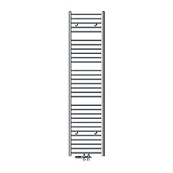 LuxeBath Radiateur de salle de bains Sahara 400x1800 mm Chrome droit avec raccord central + garniture de raccordement avec thermostat Forme traversante