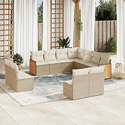 Maison Chic Salon de jardin 11 pcs avec coussins, Ensemble Tables et chaises d'extérieur beige résine tressée -GKD118122