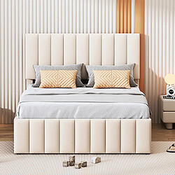 Avis Sweiko Lit adulte 140x200 cm Lit rembourré avec lit gigogne et tiroirs de rangement lit double beige