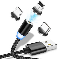 Shop Story Câble de recharge Magnétique Universel pour iPhone IOS - Type C- Android Micro USB - Noir pas cher