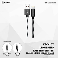 iKaku KSC-107 Câble de charge Lightning filaire souple 1m Noir