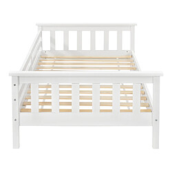 Lit d'Enfant Design Cadre Stylé Structure Solide Capacité de Charge 50 kg Bois de Pin Contreplaqué 140 x 70 cm Blanc Mat Laqué [en.casa] pas cher