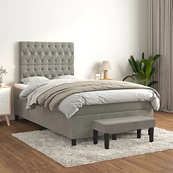 vidaXL Sommier à lattes de lit et matelas Gris clair 120x200cm Velours