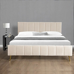 Avis Meubler Design Lit Design Sommier Velours Pied Or Auster - Velours Beige - 180x200