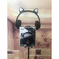 Universal Casque Bluetooth sans fil, oreille de chat, bande d'oreille, lumière LED (noir)