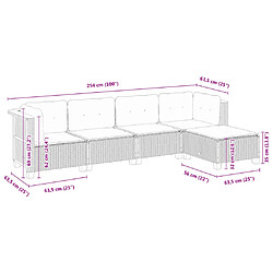 vidaXL Salon de jardin 5 pcs avec coussins noir résine tressée pas cher