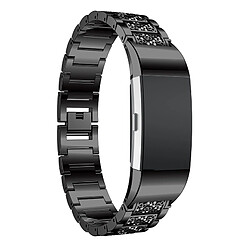 Wewoo Bracelet pour montre connectée en acier inoxydable serti de diamants Fitbit Charge 2 noir