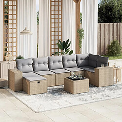 vidaXL Salon de jardin avec coussins 8pcs mélange beige résine tressée 