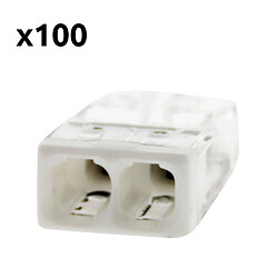 Lot de 100 bornes S2273 - Connexion rapide - 2 conducteurs - fils rigides 2.5mm² - blanc - Wago