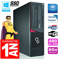 PC Fujitsu Esprimo E720 E85+ SFF G3220 RAM 8Go Disque 480 Go SSD Wifi W7 - Occasion