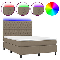 Sommier à lattes,Cadre à lattes de lit et matelas et LED pour Adulte Taupe 140x190cm Tissu -MN74380