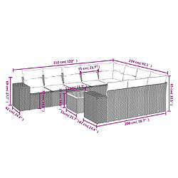 Avis vidaXL Salon de jardin 11 pcs avec coussins noir résine tressée