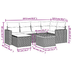 Acheter vidaXL Salon de jardin avec coussins 7 pcs gris résine tressée