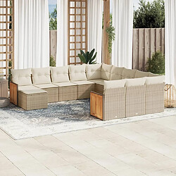 Maison Chic Salon de jardin avec coussins 12 pcs | Ensemble de Table et chaises | Mobilier d'Extérieur beige résine tressée -GKD86429