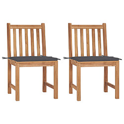 vidaXL Chaises de jardin lot de 2 avec coussins Bois de teck massif