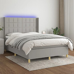 Sommier à lattes et matelas LED,Cadre à lattes de lit pour Adulte Gris clair 140x200 cm Tissu -MN43286