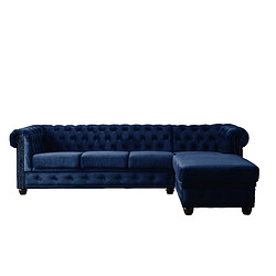 Lisa Design William - canapé Chesterfield d'angle droit - 4 places - en velours pas cher