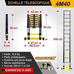 Echelle télescopique Woerther 4m40 - Gamme Grafitek - Qualité supérieur - Garantie 5 ans