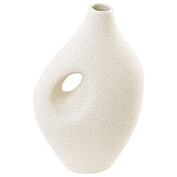 Beliani Vase à fleurs KOMOTINI fait à la main Céramique 32 cm Blanc cassé 