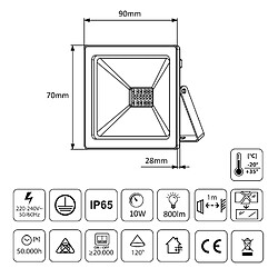 Maclean Projecteur LED 10W Blanc Chaud IP65 PREMIUM pas cher