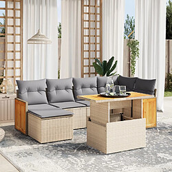 vidaXL Salon de jardin avec coussins 7 pcs beige résine tressée 