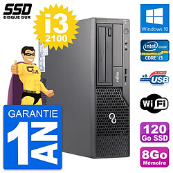 PC Fujitsu Esprimo E500 E85+ DT Intel i3-2100 RAM 8Go SSD 120Go Windows 10 Wifi · Occasion 