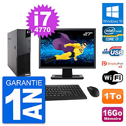 PC Lenovo M83 SFF Ecran 27" Core i7-4770 RAM 16Go Disque Dur 1To Windows 10 Wifi · Occasion 