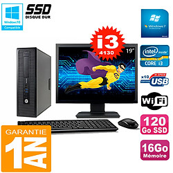 PC HP EliteDesk 800 G1 SFF Ecran 19" Core I3-4130 16Go Disque 120 Go SSD Wifi W7 · Occasion 