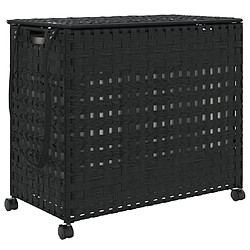 vidaXL Panier à linge avec roulettes noir 66x35x60 cm résine tressée