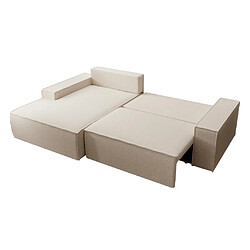 Acheter Vente-Unique Canapé d'angle gauche convertible en tissu texturé beige AMELIA