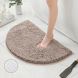 LUUCOZK Tapis de bain antidérapants absorbants à séchage rapide, tapis de décoration de salle de bain, fond TPR camel profond-Demi-cercle 40X60CM