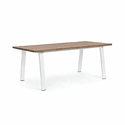 Mes Table de jardin 200x100x75 cm en bois marron et acier blanc