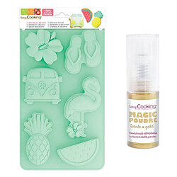 Scrapcooking Moule en silicone Summer + 1 poudre alimentaire irisée dorée 