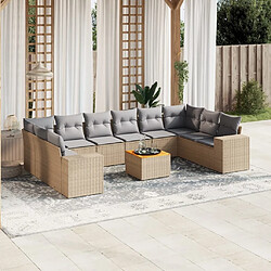 Maison Chic Salon de jardin 11 pcs avec coussins, Ensemble Tables et chaises d'extérieur beige résine tressée -GKD637965