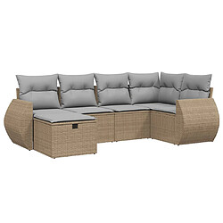 vidaXL Salon de jardin avec coussins 6pcs mélange beige résine tressée