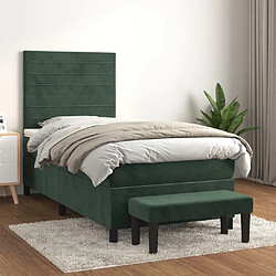 vidaXL Sommier à lattes de lit avec matelas Vert foncé 90x190 cm