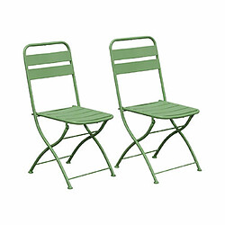 Acheter Mes Ensemble table + 2 chaises de jardin pliable en métal vert - BACA