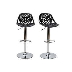 Miliboo Tabouret de bar design baroque noir lot de 2 BAROCCA