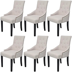 vidaXL Chaises à manger lot de 6 gris crème tissu