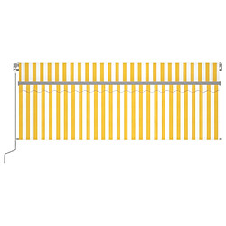 Avis Maison Chic Auvent manuel rétractable avec store | store extérieurs de porte | Marquise Brise-soleil et LED 4,5x3 m Jaune blanc -GKD29420