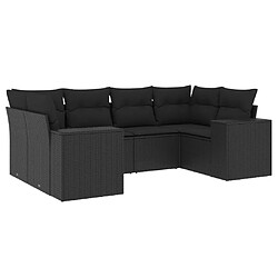 vidaXL Salon de jardin 6 pcs avec coussins noir résine tressée