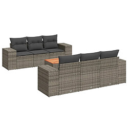 vidaXL Salon de jardin avec coussins 7 pcs gris résine tressée