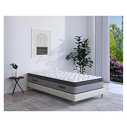 Vente-Unique Matelas 90 x 190 cm ressorts ensachés et mémoire de forme ép.24cm - ILLUSION de YSMÉE