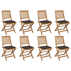 vidaXL Chaises pliables d'extérieur et coussins lot de 8 Bois d'acacia