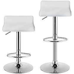 Helloshop26 Tabouret de bar pivotant carrées réglables en hauteur tabourets intérieur/extérieur en cuir pu tabourets avec repose-pieds blanc 20_0009477