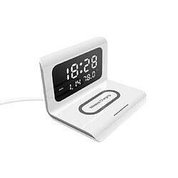 Universal Réveil électronique LED Chargeur sans fil avec miroir Horloge 12/24 heures Température Date Porte-téléphone Porte-charge sans fil | Chargeur sans fil 