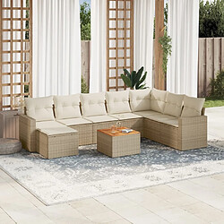 Maison Chic Salon de jardin avec coussins 9 pcs | Ensemble de Table et chaises | Mobilier d'Extérieur beige résine tressée -GKD79126