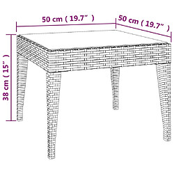 Acheter vidaXL Table d'appoint noir 50x50x38 cm poly rotin et verre trempé