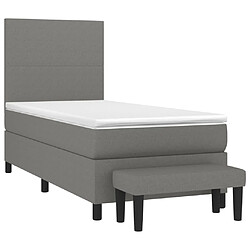 Avis Maison Chic Lit Adulte - Lit simple Lit à sommier tapissier et matelas moelleux - Meuble de Chambre - Gris foncé 90x190 cm Tissu -MN23992